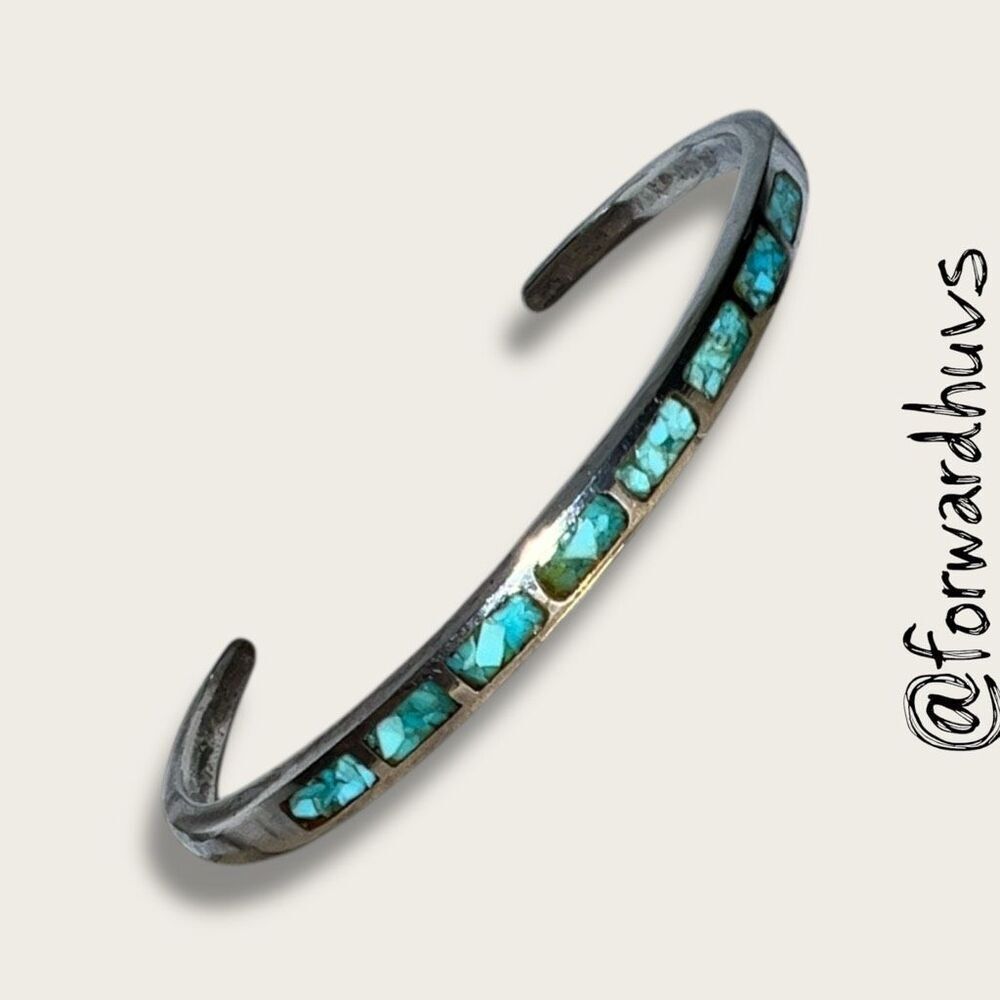 Sterling Silver Turquoise Inlay Cuff Bracelet – 6 Inch